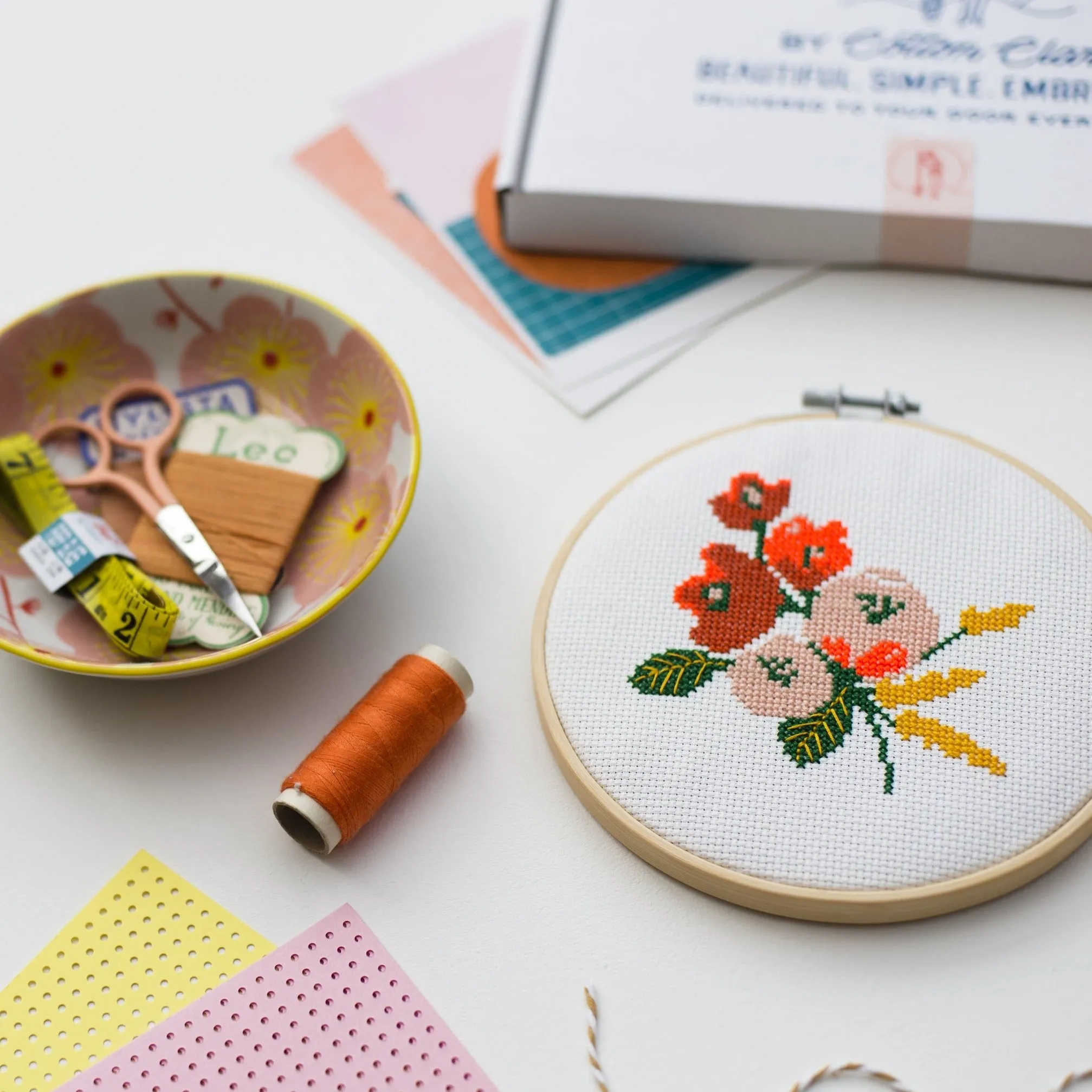 Amethyst Floral Embroidery Kit (Multi Colours   White)