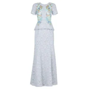 Anaya Lace Peplum Sequin Detail Gown