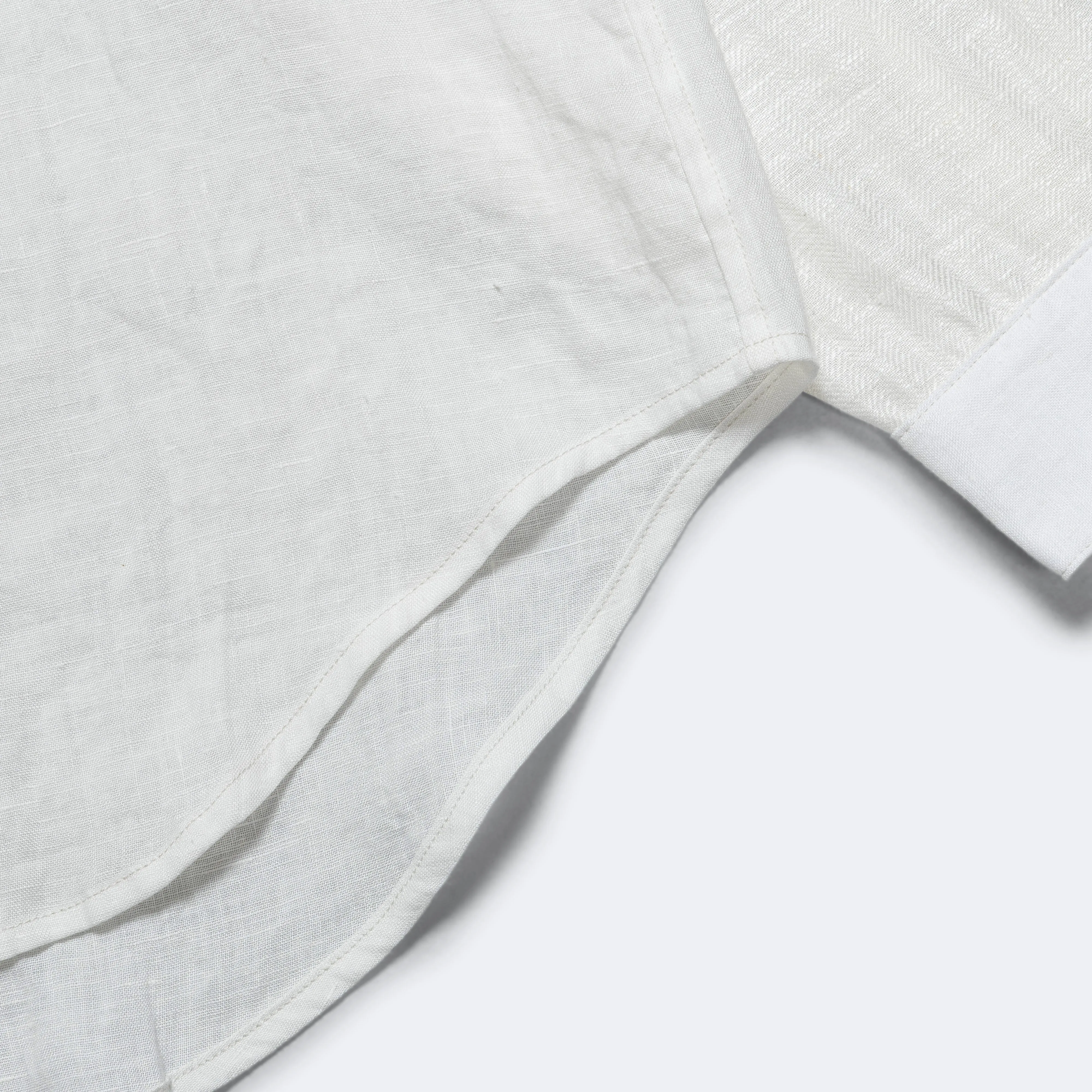 Linen Drawn Work Hippie Sleeve Shirt - White