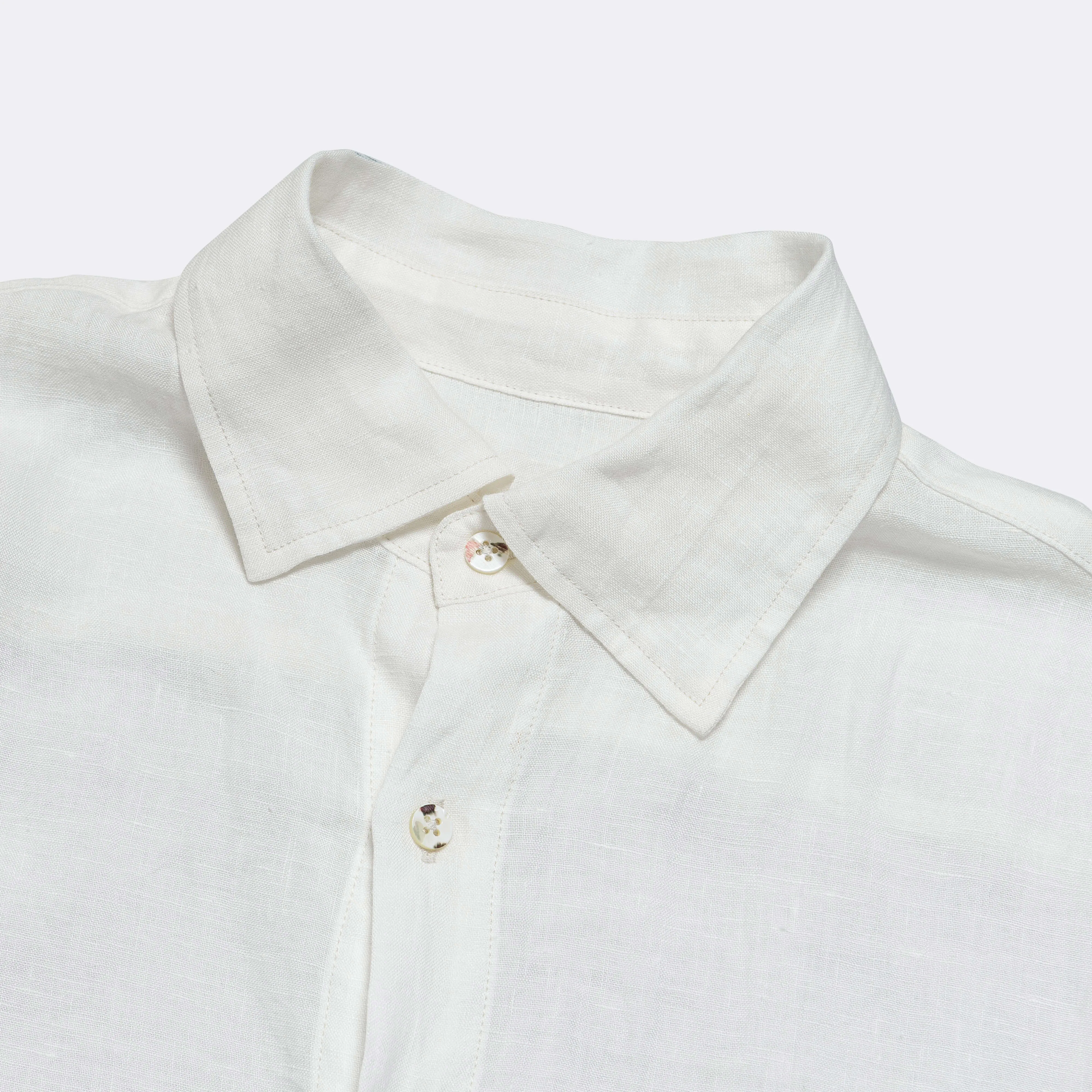 Linen Drawn Work Hippie Sleeve Shirt - White