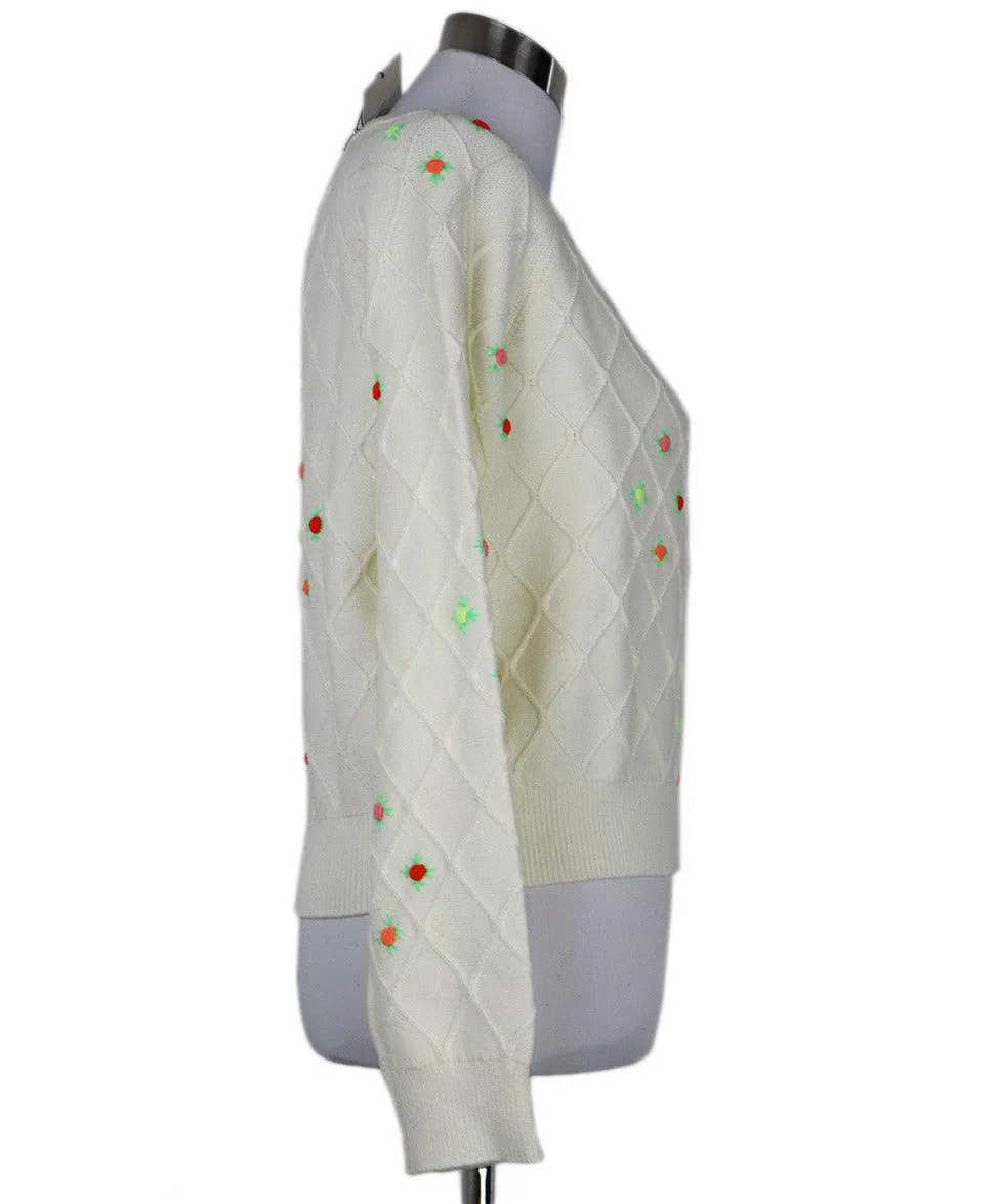 Manoush Ivory Floral Embroidered Sweater sz 4