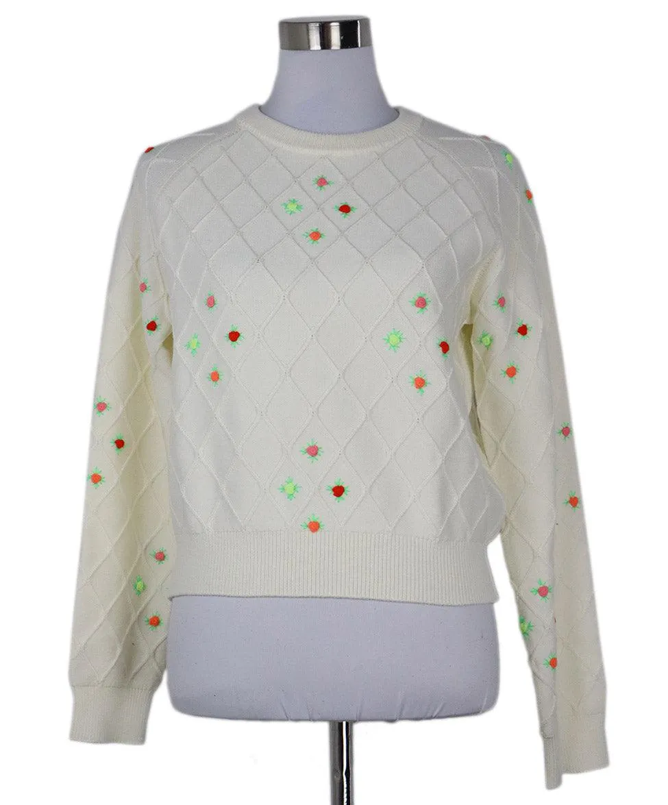 Manoush Ivory Floral Embroidered Sweater sz 4