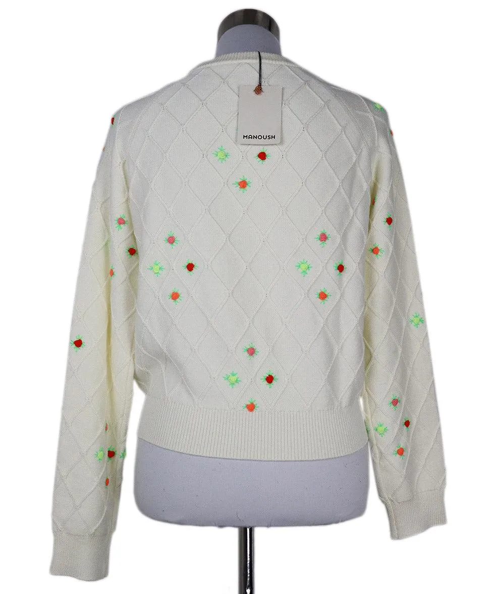 Manoush Ivory Floral Embroidered Sweater sz 4