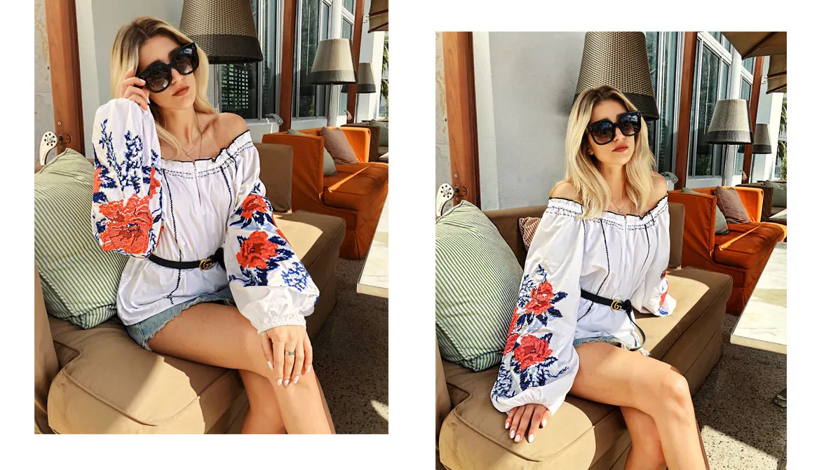 Off-Shoulder Embroidered Top